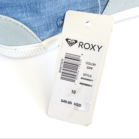 Roxy Women's Boat Shoes Slip On Blue Chambray Brayden Flats Surfer Beach Size 10 - Picture 7 of 16